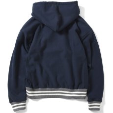 画像2: Striped Rib Small LF Logo US Cotton Hooded Sweatshirt プルオーバー パーカー スウェット Navy (2)