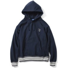 画像1: Striped Rib Small LF Logo US Cotton Hooded Sweatshirt プルオーバー パーカー スウェット Navy (1)