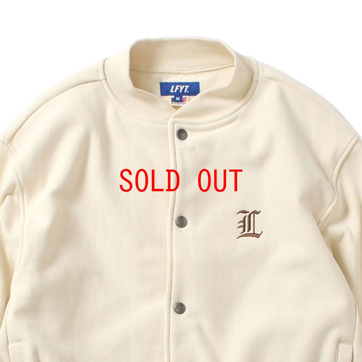 画像3: Classic L Logo Front US Cotton Snap Sweatshirt ロゴ スナップ ボタン スウェット シャツ Cream (3)
