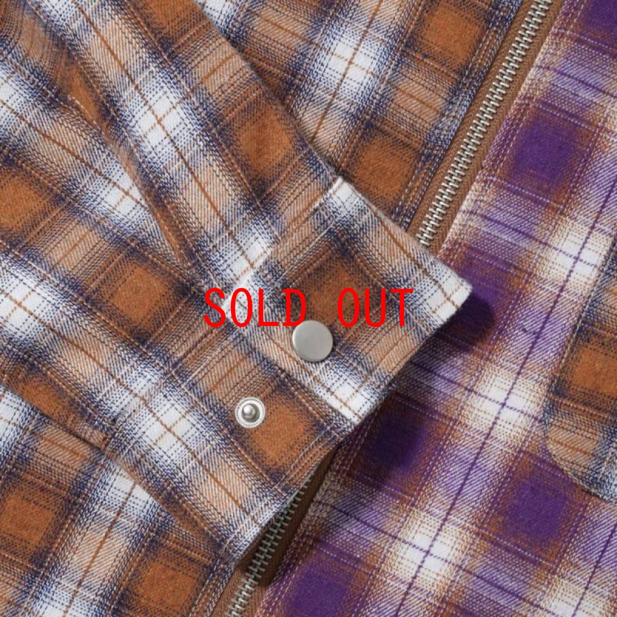 画像6: Patchwork Plaid Check Overshirt パッチワーク プレイド チェック オーバー シャツ ジャケット Brown Purple (6)