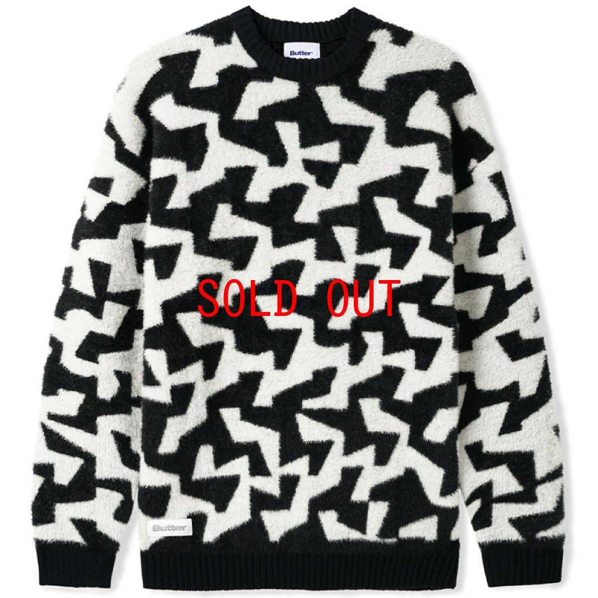 画像1: Mohair Knit Sweater モヘア ニット セーター Black White (1)