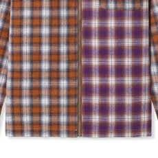 画像4: Patchwork Plaid Check Overshirt パッチワーク プレイド チェック オーバー シャツ ジャケット Brown Purple (4)