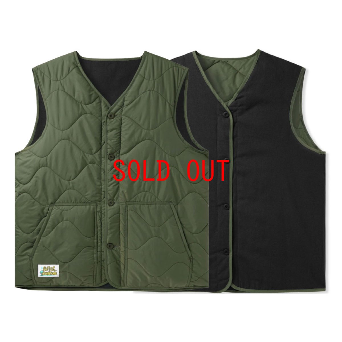 画像1: Gore Reversible Vest リバーシブル ベスト Olive Green Black (1)