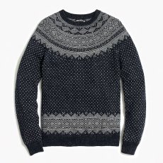 画像1: Fair Isle Supersoft Wool  Crew Neck Blend Knit Sweater クルーネック ニット セーター Navy (1)