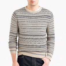 画像2: Fair Isle Cotton Crew Neck Knit Sweater クルーネック コットン ニット セーター Beige (2)