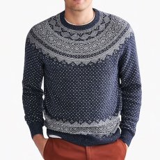 画像2: Fair Isle Supersoft Wool  Crew Neck Blend Knit Sweater クルーネック ニット セーター Navy (2)