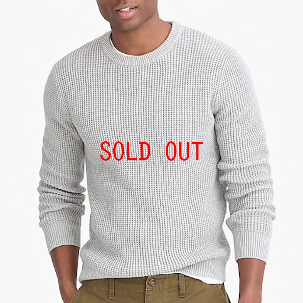 画像3: Cotton Crew Neck Waffle Knit クルーネック ワッフル ニット セーター (3)