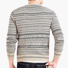 画像3: Fair Isle Cotton Crew Neck Knit Sweater クルーネック コットン ニット セーター Beige (3)