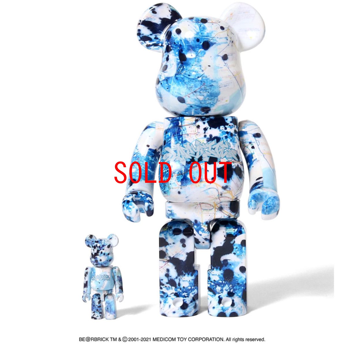 画像2: × Stash BE@RBRICK 100% ＆ 400% 2体セット Blue スタッシュ ベアブリック ブルー (2)