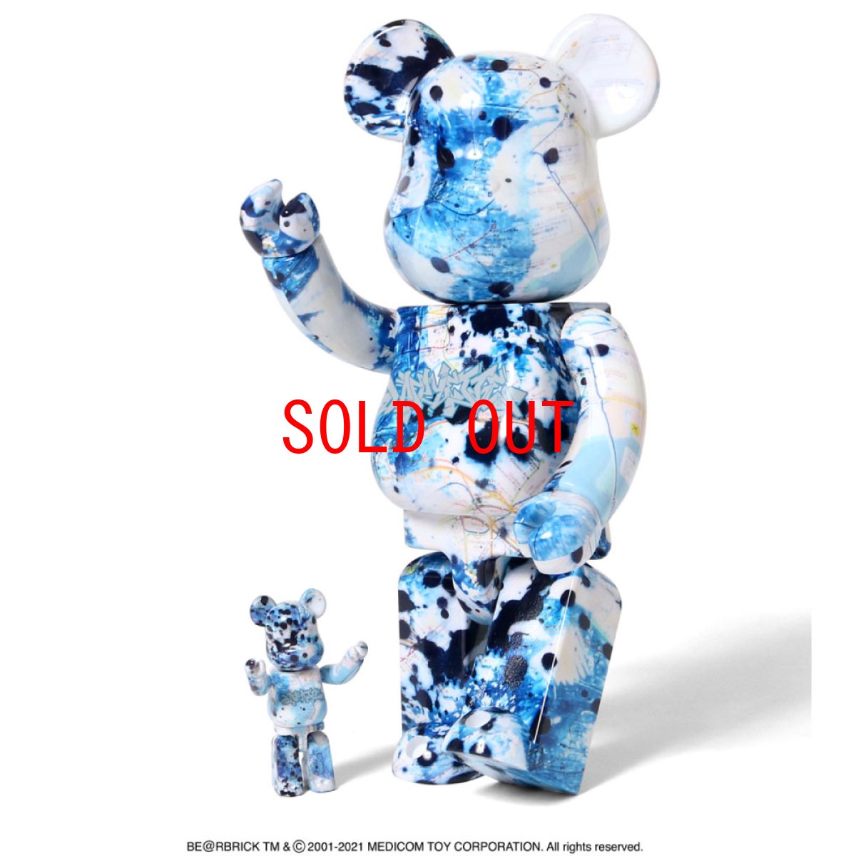 画像1: × Stash BE@RBRICK 100% ＆ 400% 2体セット Blue スタッシュ ベアブリック ブルー (1)