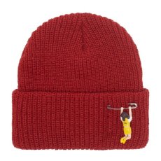 画像2: Hanging Girl Cuff Beanie ロゴ ビーニー ニット キャップ 帽子 Royal Blue Rust Red (2)