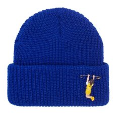 画像1: Hanging Girl Cuff Beanie ロゴ ビーニー ニット キャップ 帽子 Royal Blue Rust Red (1)