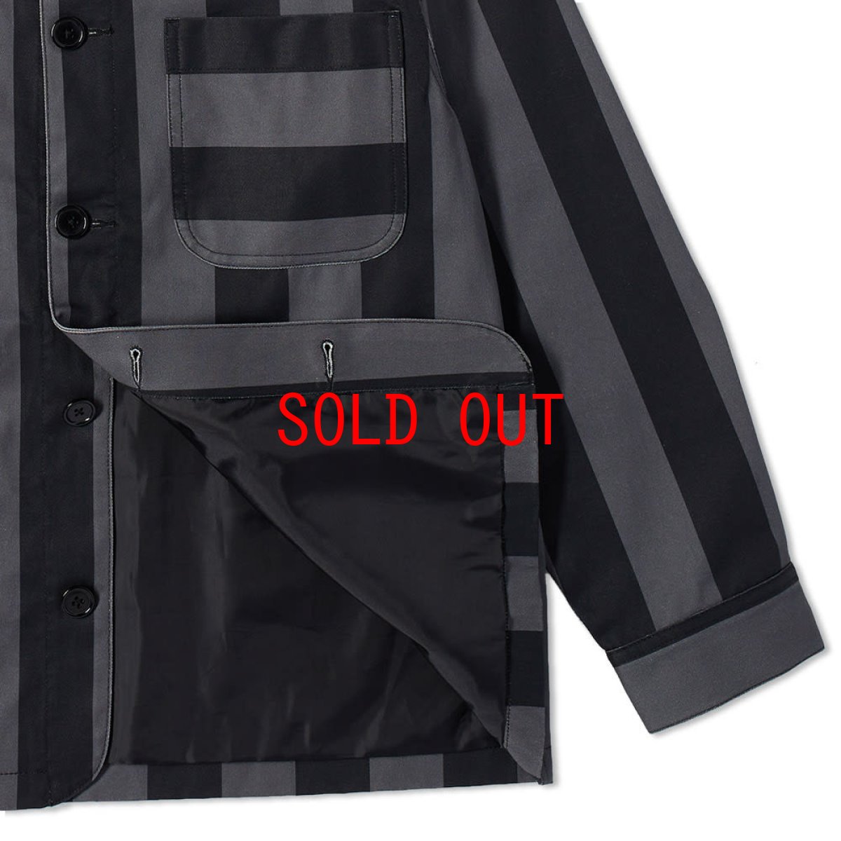 画像10: Filigree Striped Chore Jacket ストライプ ジャケット シャツ Black Grey (10)