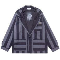 画像3: Filigree Striped Chore Jacket ストライプ ジャケット シャツ Black Grey (3)