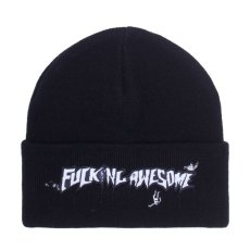 画像2: Virgin Stamp Cuff Beanie ロゴ ビーニー ニット キャップ 帽子 Black Grey (2)