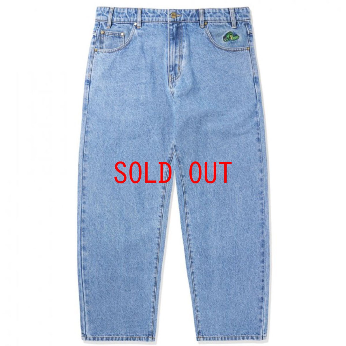 画像3: Selector Denim Baggy embroidery Pants セレクター デニム 刺繍 バギー パンツ Washed Indigo (3)