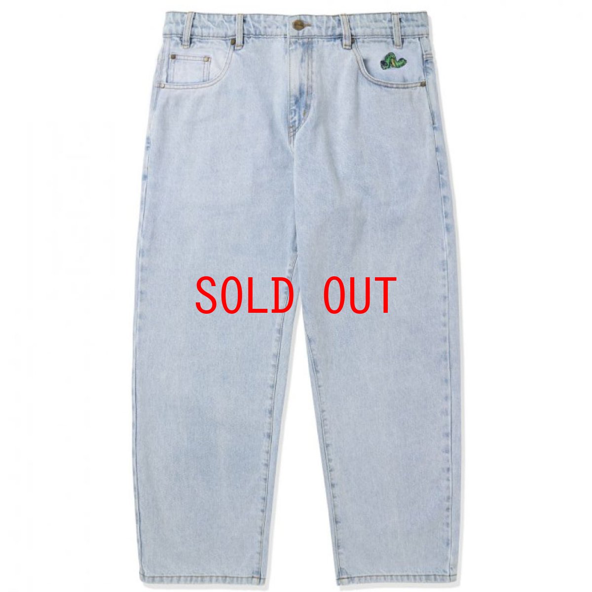 画像2: Selector Denim Baggy embroidery Pants セレクター デニム 刺繍 バギー パンツ Light Blue (2)