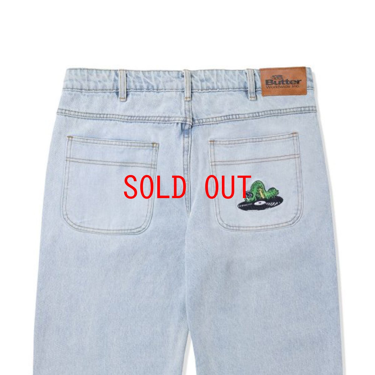 画像4: Selector Denim Baggy embroidery Pants セレクター デニム 刺繍 バギー パンツ Light Blue (4)