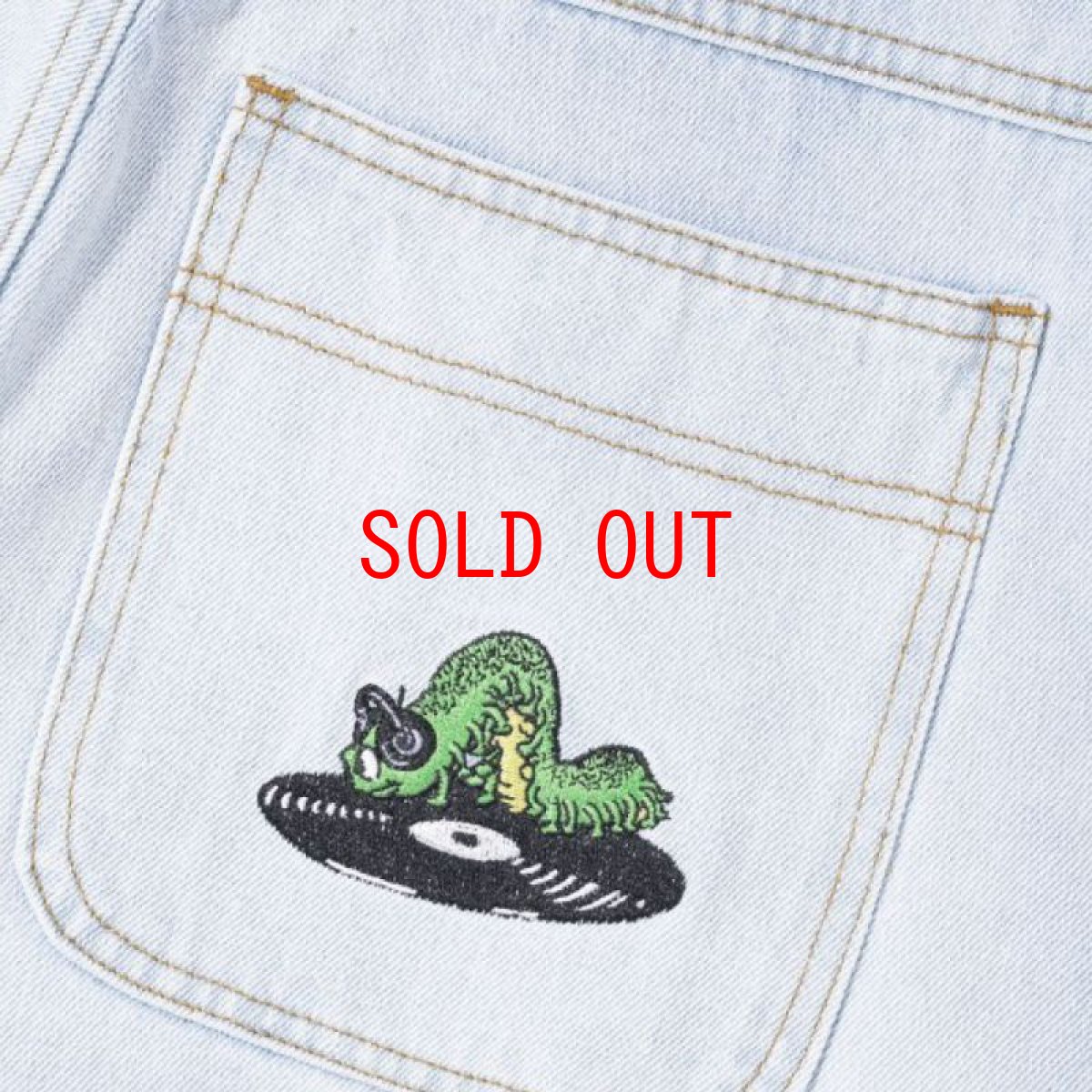 画像6: Selector Denim Baggy embroidery Pants セレクター デニム 刺繍 バギー パンツ Light Blue (6)