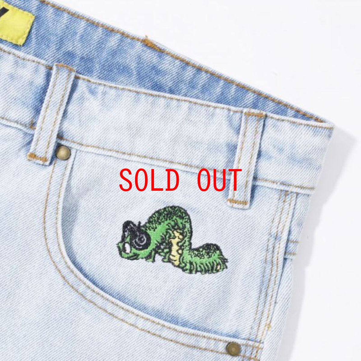 画像5: Selector Denim Baggy embroidery Pants セレクター デニム 刺繍 バギー パンツ Light Blue (5)