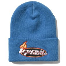 画像3: Flame Logo Long Beanie ニット キャップ ビーニー 帽子 Black Blue ブラック ブルー (3)