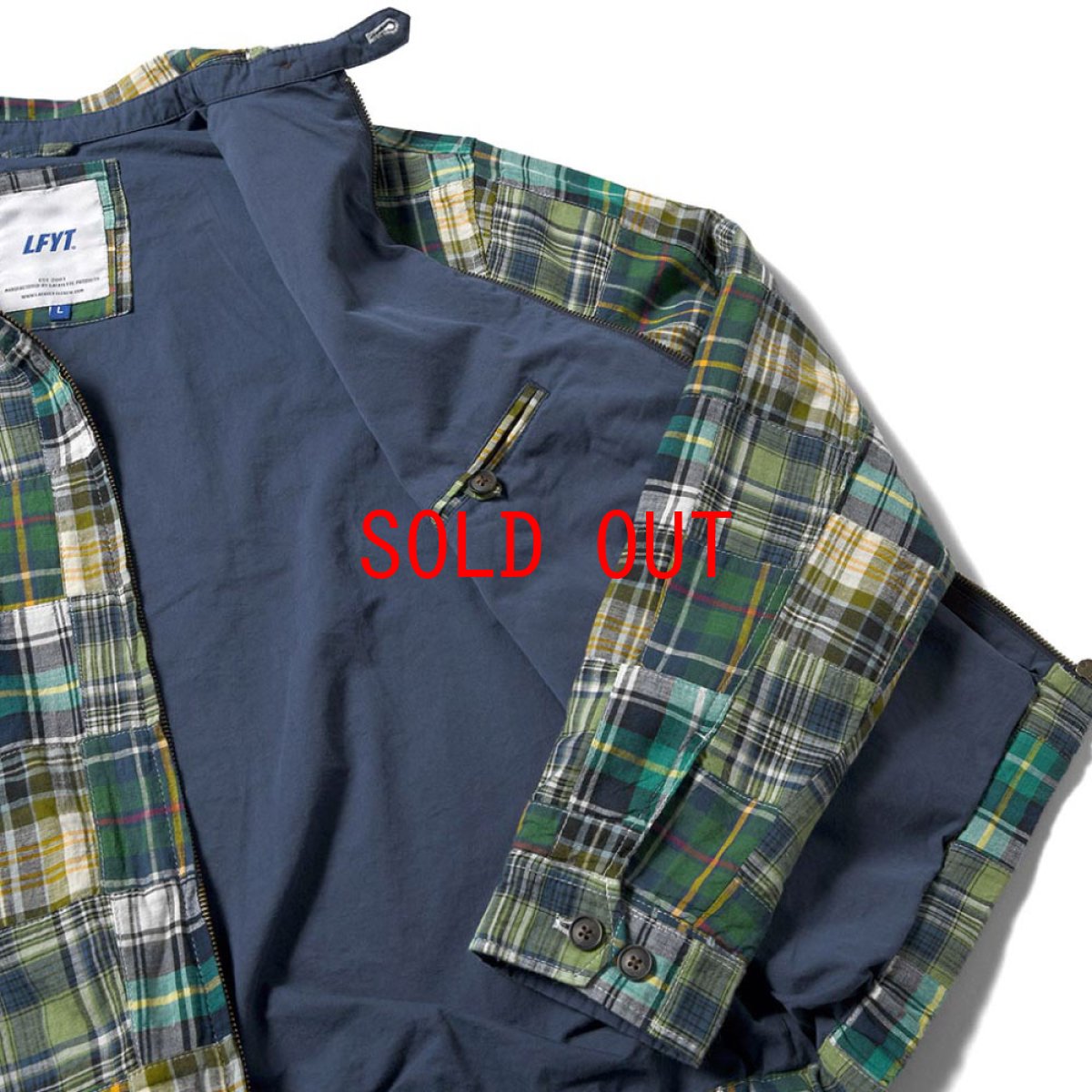 画像4: Patchwork Check Harrington Jacket ハリントン ジャケット マドラス チェック パッチワーク Green (4)