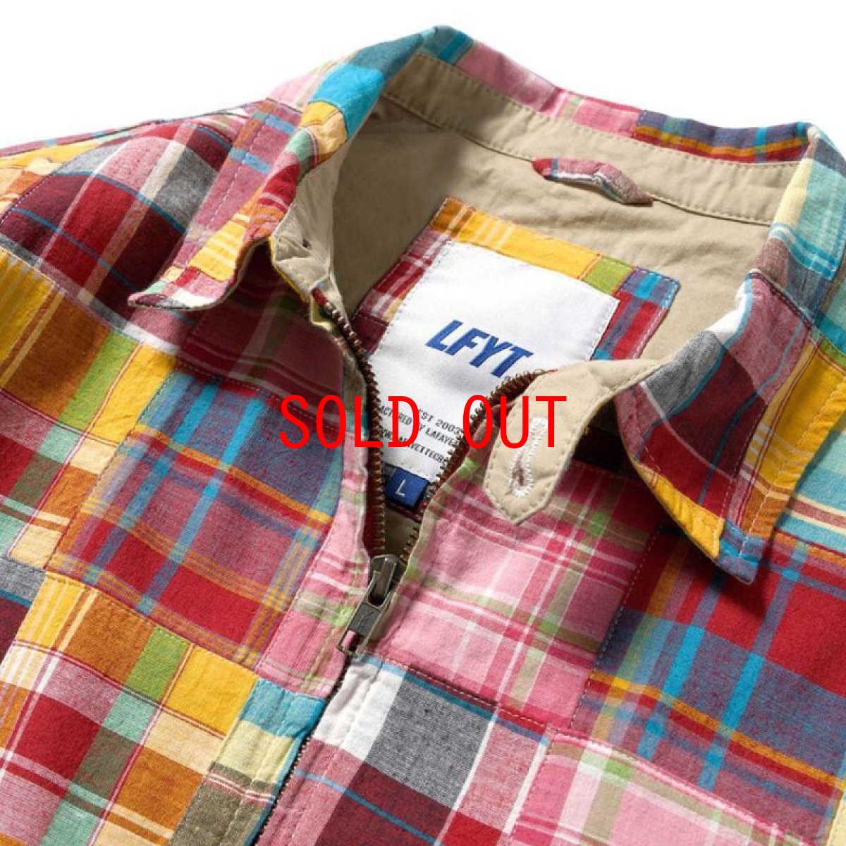 画像4: Patchwork Check Harrington Jacket ハリントン ジャケット マドラス チェック パッチワーク Red (4)