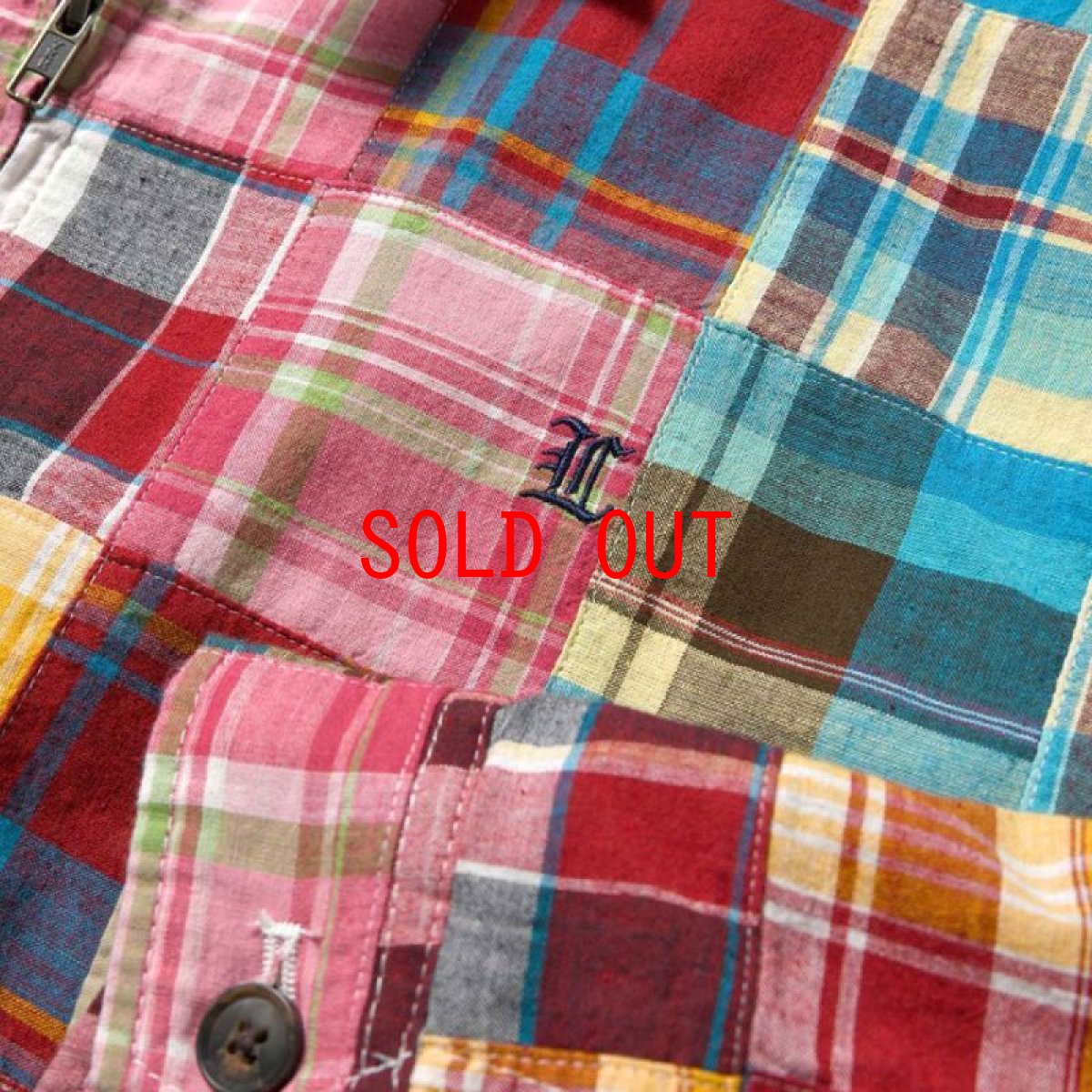 画像8: Patchwork Check Harrington Jacket ハリントン ジャケット マドラス チェック パッチワーク Red (8)