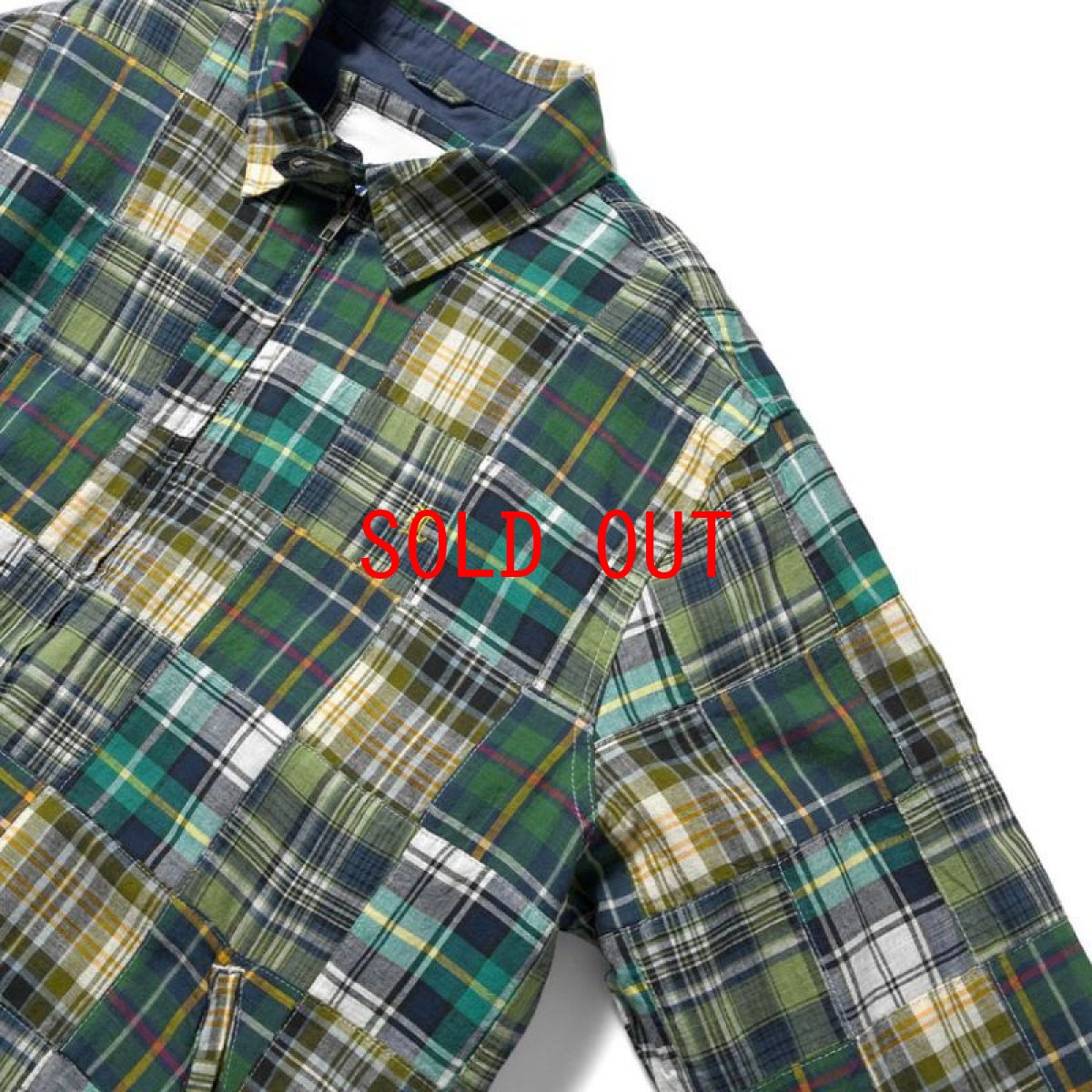 画像7: Patchwork Check Harrington Jacket ハリントン ジャケット マドラス チェック パッチワーク Green (7)