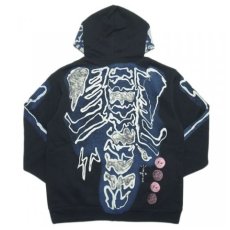 画像3: × Fragment Design Skelton Graffiti Zip Up Sweat Hoodie embroidery フラグメント ジップアップ スウェット パーカー トラヴィス スコット 刺繍 Black by Travis Scott (3)