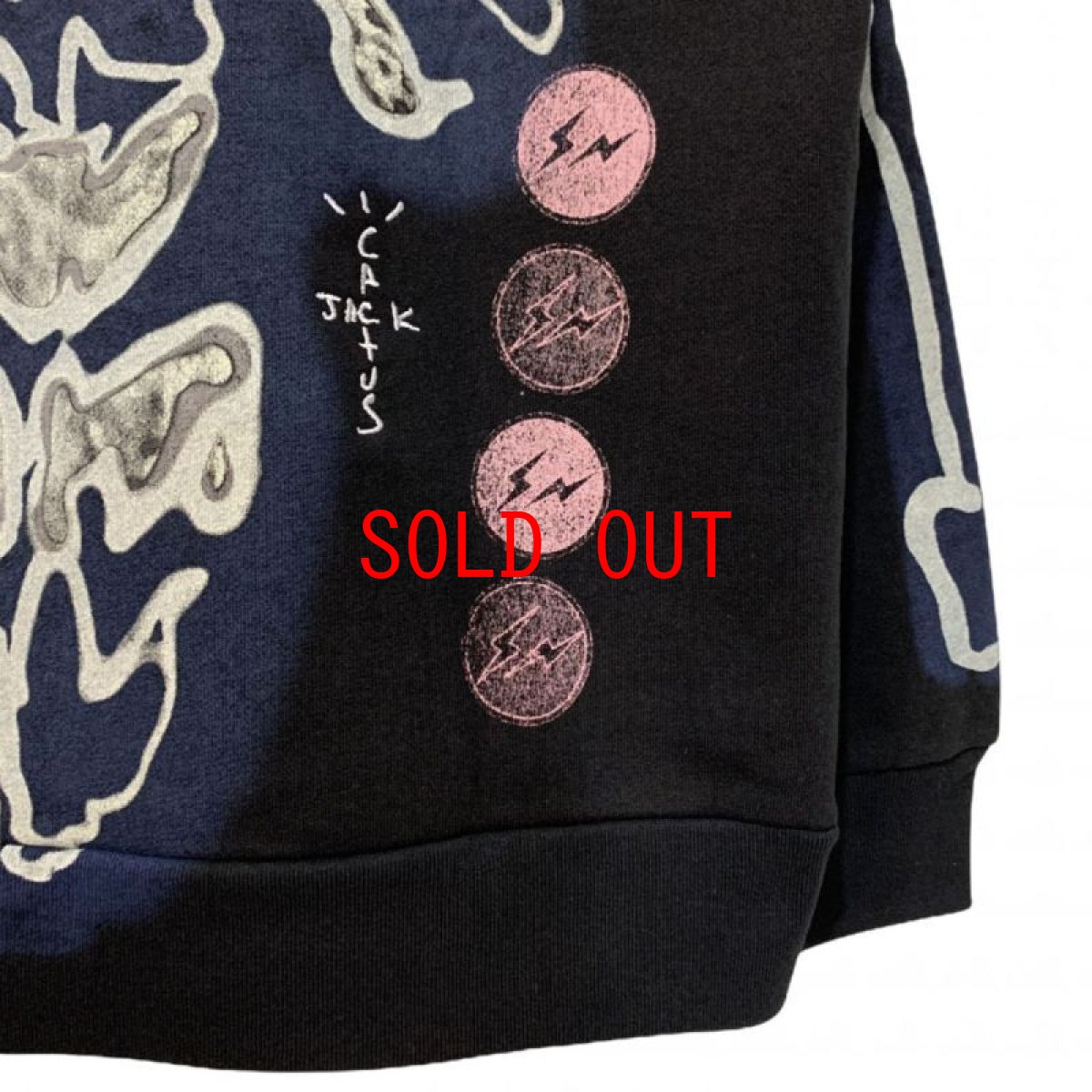 画像6: × Fragment Design Skelton Graffiti Zip Up Sweat Hoodie embroidery フラグメント ジップアップ スウェット パーカー トラヴィス スコット 刺繍 Black by Travis Scott (6)