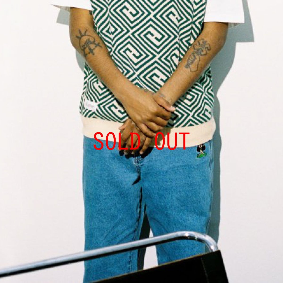 画像3: Mushroom Denim Pants マッシュルーム デニム 刺繍 ルーズフィット パンツ Washed Indigo (3)