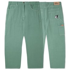 画像1: Overdye Denim Pants embroidery Pants セレクター カラー デニム 刺繍 バギー ペインター パンツ Ivy Green (1)