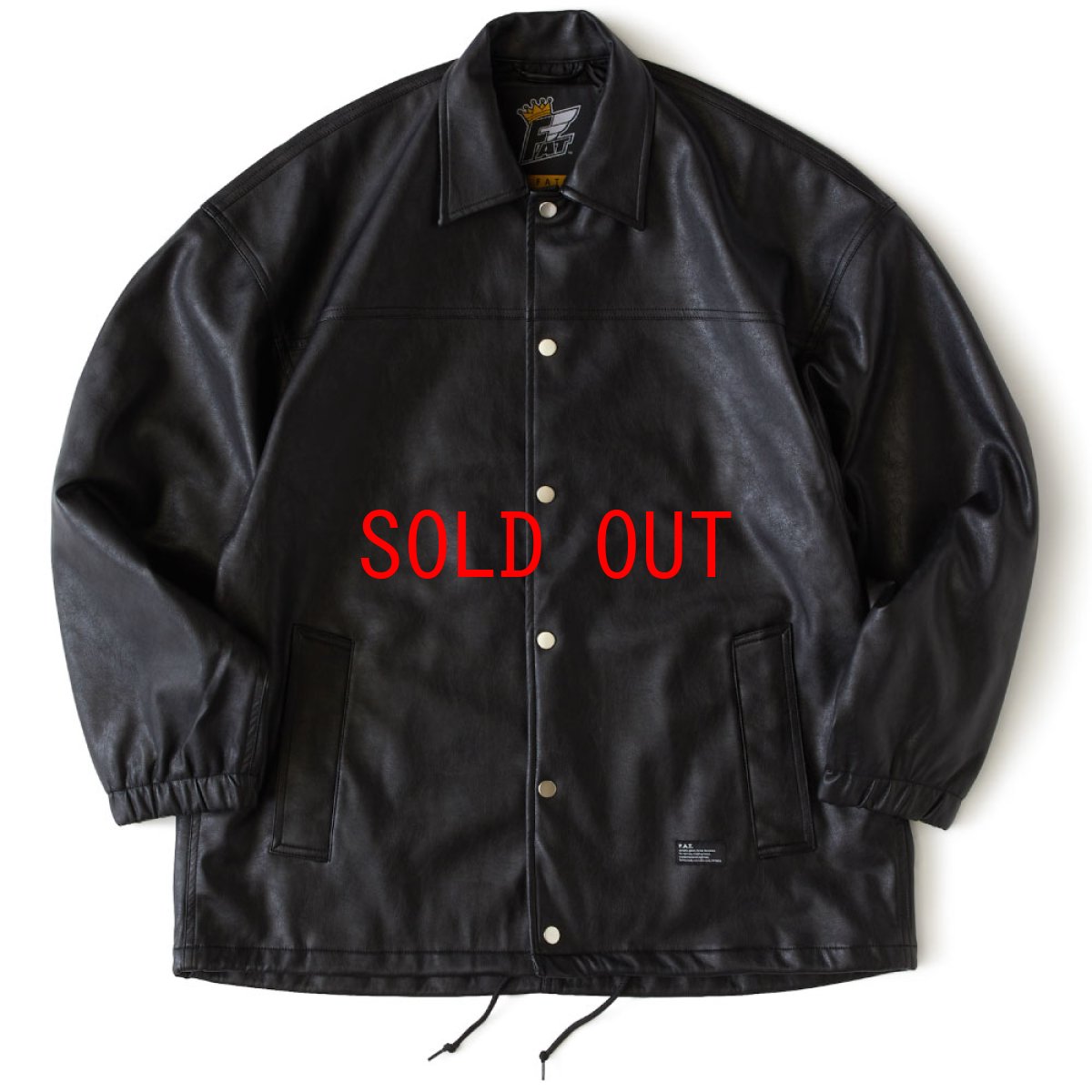 画像1: Snatch Leather Coach Jacket スナッチ フェイク レザー コーチ カーコート ジャケット Black  (1)