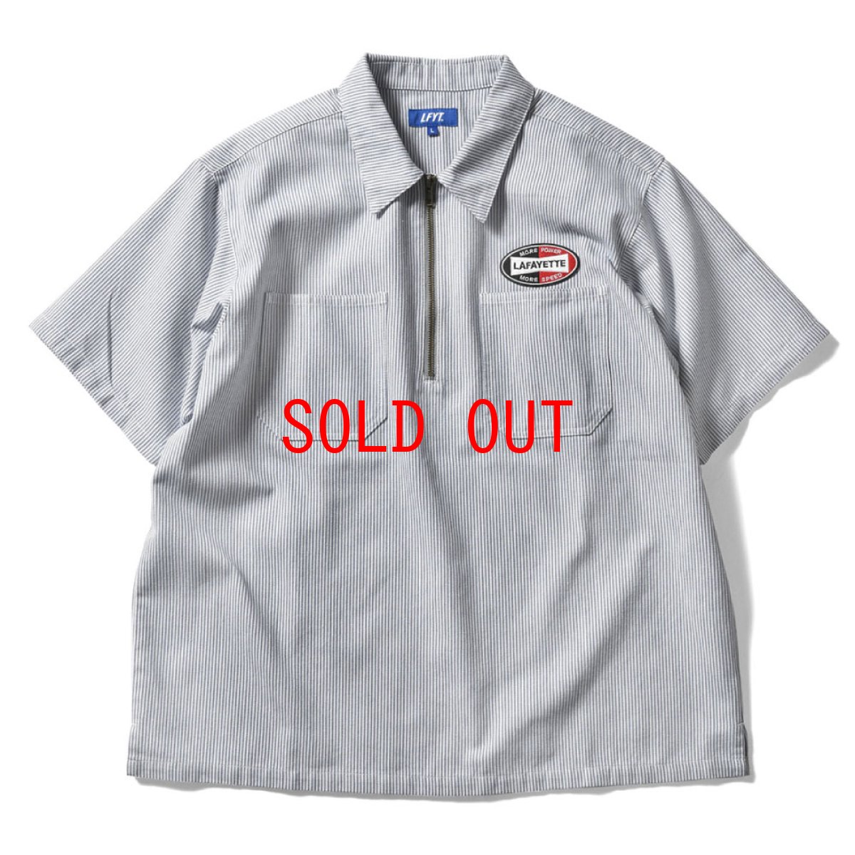 画像2: Ignition Logo Half Zip Work Shirt 半袖 ハーフジップ シャツ Stripe (2)