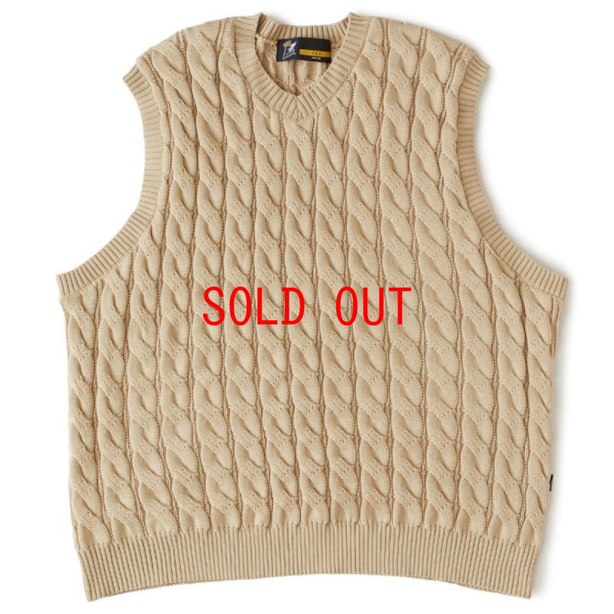 画像2: Cablest V-Neck Vest Vネック ケーブル ベスト Beige (2)