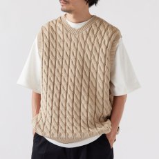 画像1: Cablest V-Neck Vest Vネック ケーブル ベスト Beige (1)