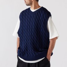 画像1: Cablest V-Neck Vest Vネック ケーブル ベスト Navy (1)