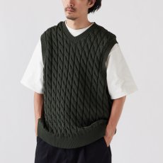 画像1: Cablest V-Neck Vest Vネック ケーブル ベスト Green (1)