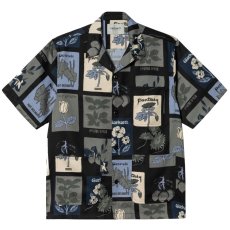 画像1: Verdant S/S Shirt 半袖 バーダント サテン リゾート オープン カラーシャツ Black (1)