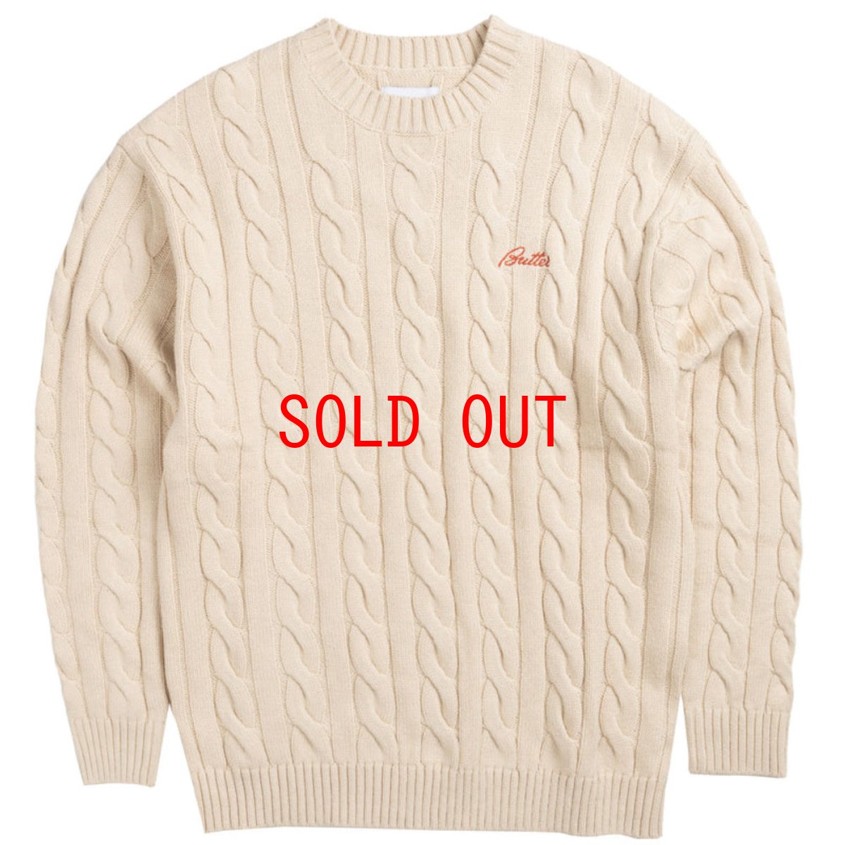 画像2: Cable Knit One Point Sweater クルーネック ニット セーター Bone White (2)