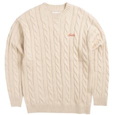 画像2: Cable Knit One Point Sweater クルーネック ニット セーター Bone White (2)