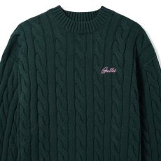 画像2: Cable Knit One Point Sweater クルーネック ニット セーター Forest Green (2)