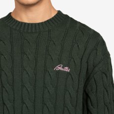 画像6: Cable Knit One Point Sweater クルーネック ニット セーター Forest Green (6)