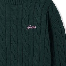 画像5: Cable Knit One Point Sweater クルーネック ニット セーター Forest Green (5)