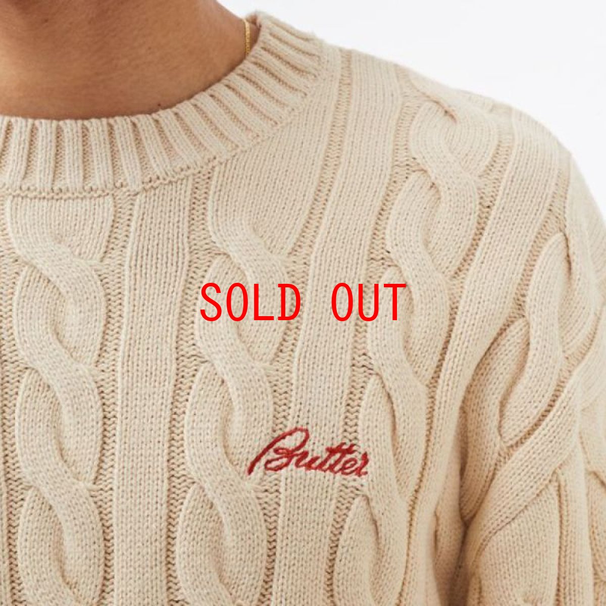 画像4: Cable Knit One Point Sweater クルーネック ニット セーター Bone White (4)