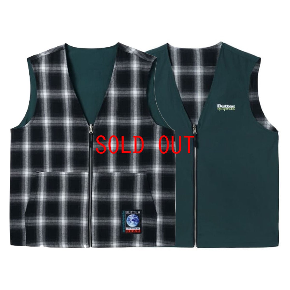 画像1: Shadow Plaid Reversible Vest チェック リバーシブル ベスト (1)