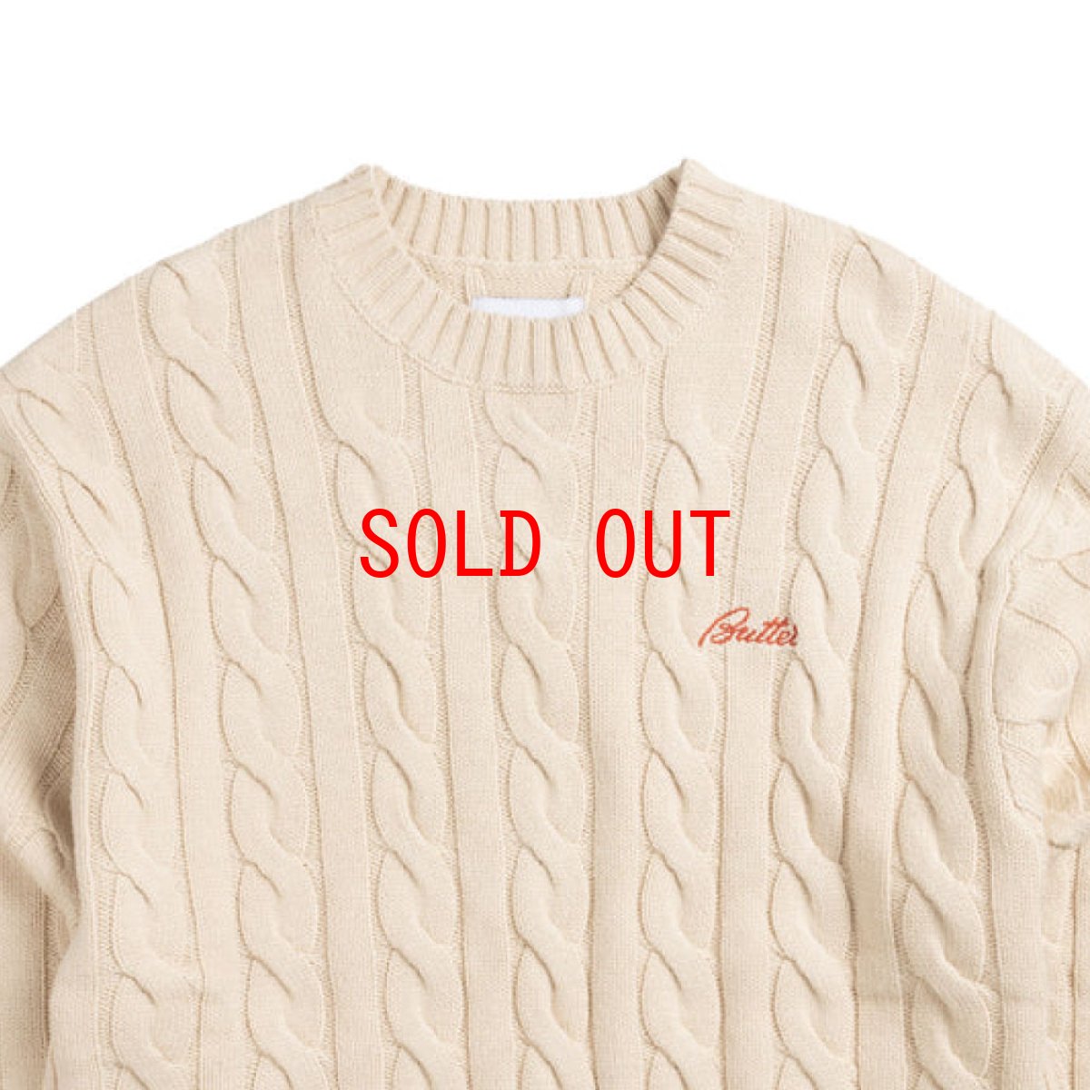 画像3: Cable Knit One Point Sweater クルーネック ニット セーター Bone White (3)