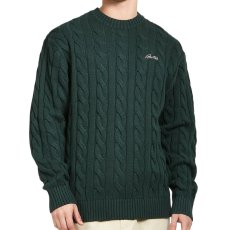 画像3: Cable Knit One Point Sweater クルーネック ニット セーター Forest Green (3)