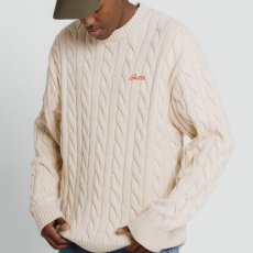 画像1: Cable Knit One Point Sweater クルーネック ニット セーター Bone White (1)